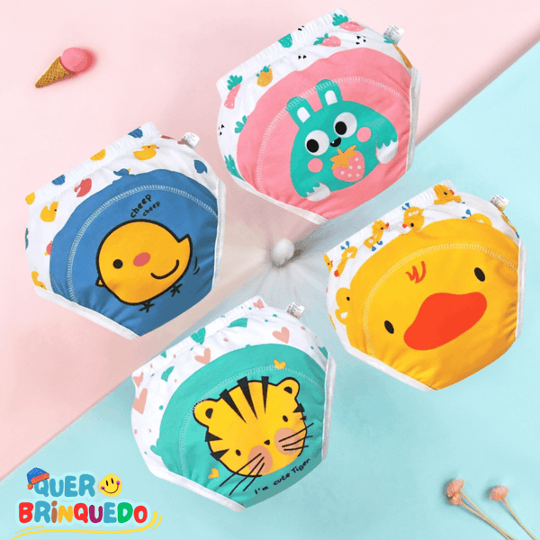 BABY SOFT- KIT DE CUECAS E CALCINHAS PREMIUM PARA DESFRALDE (4 PEÇAS) + BRINDES
