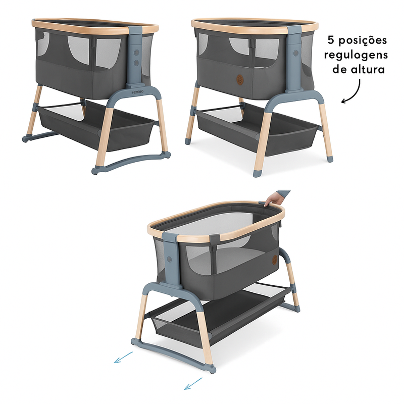 Berço Baby Side Dobrável e Portátil Brinkei – Praticidade em Cada Detalhe