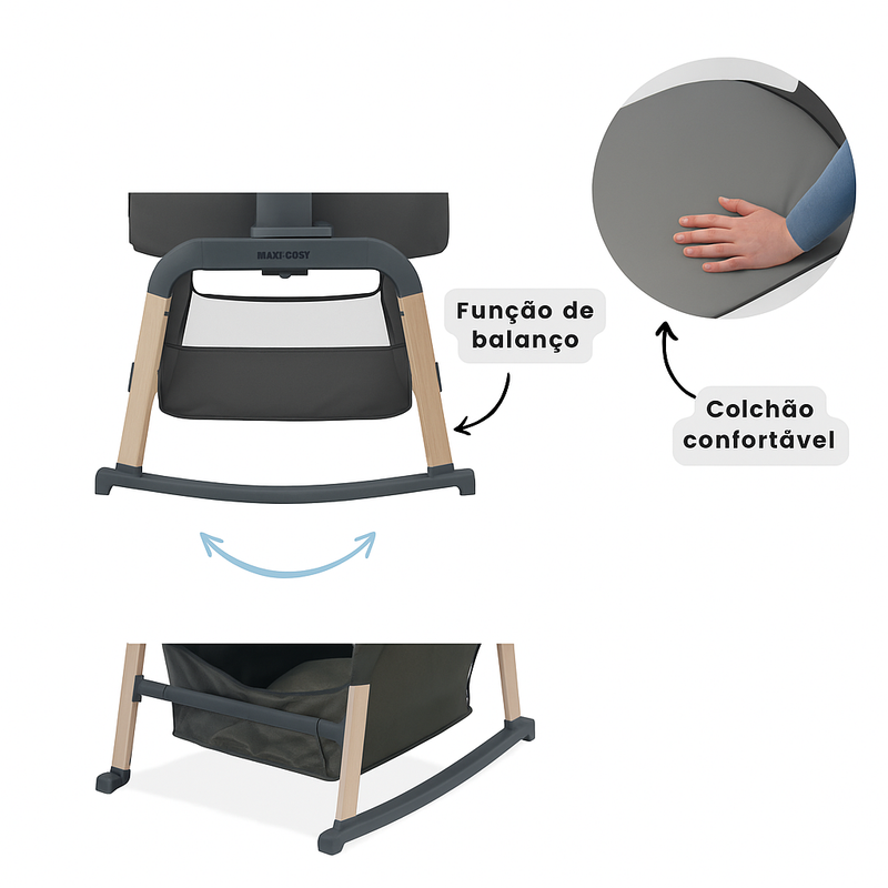 Berço Baby Side Dobrável e Portátil Brinkei – Praticidade em Cada Detalhe