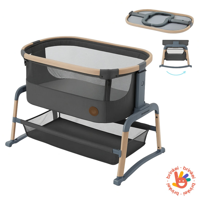 Berço Baby Side Dobrável e Portátil Brinkei – Praticidade em Cada Detalhe